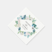 Sage Groen Blauw Wit Pastel Bloemen Bruiloft Servet (Hoek)