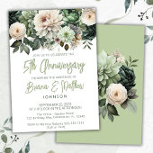 Sage Groen Bloemen 5e Bruiloft Jubileum Kaart