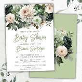 Sage Groen Bloemen Baby shower Kaart