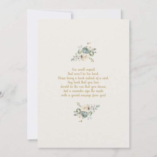 Sage Groen Bloemen Baby shower Kaart (Achterkant)