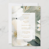 Sage Groen Bloemen Bladgroen Waterverf Bruiloft In Kaart (Voorkant)