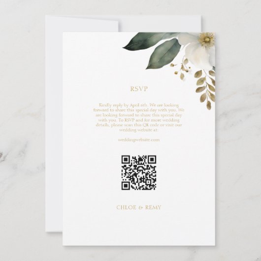 Sage Groen Bloemen Bladgroen Waterverf Bruiloft In Kaart (Achterkant)