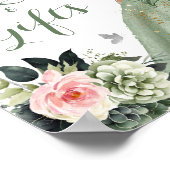 Sage Groen Bloemen Blush Roze Meisje XV Kaarten Ca Poster (Hoek)