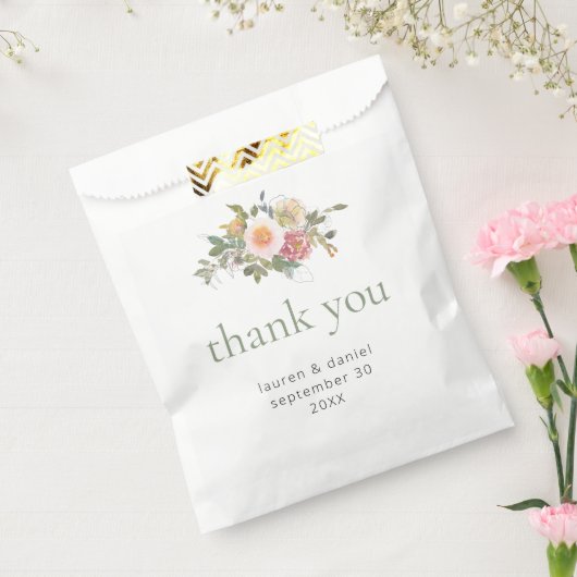 Sage Groen Bloemen Bruiloft Dank u Bedankzakje (Gezegeld)