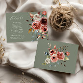 Sage Groen Bloemen Bruiloft Details Behuizing Kaar Informatiekaartje