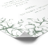 Sage Groen Bloemen Bruiloft Favor Sign Poster (Hoek)