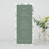 Sage Groen Bloemen Bruiloft Menu en Dank u (Staand voorkant)