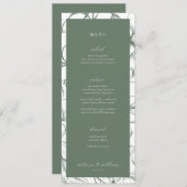 Sage Groen Bloemen Bruiloft Menu en Dank u (Voorkant / Achterkant)