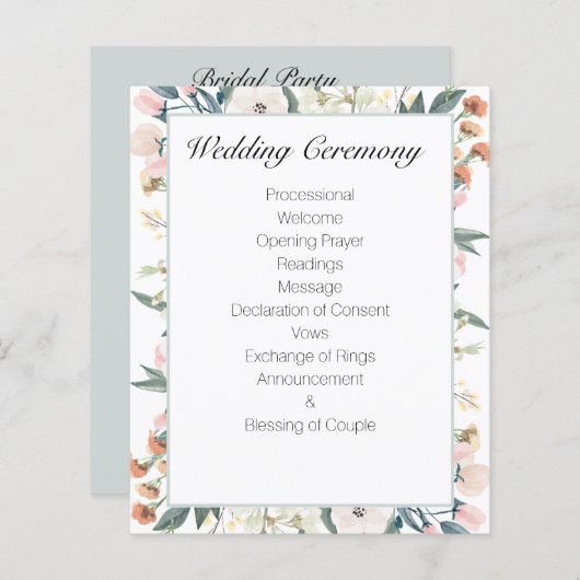 Sage Groen  Bloemen Bruiloft Programma (Voorkant / Achterkant)