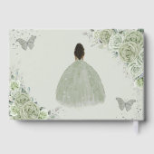 Sage Groen Bloemen Bruin Meisje Prinses Quinceañer Gastenboek (Achterkant)