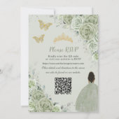 Sage Groen Bloemen Bruin Prinses Quinceañera QR Kaart (Achterkant)