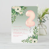 Sage Groen Bloemen Elegant 2e Verjaardag Kaart (Staand voorkant)