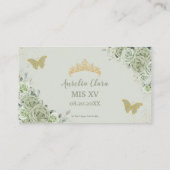 Sage Groen Bloemen Goud Quinceañera Gift Registry Informatiekaartje (Achterkant)