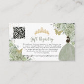 Sage Groen Bloemen Goud Quinceañera Gift Registry Informatiekaartje (Voorkant)