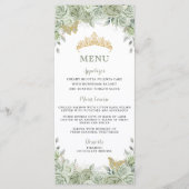 Sage Groen Bloemen Goud Quinceanera Verjaardagsmen Programmakaart (Voorkant)
