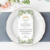 Sage Groen Bloemen Goud Quinceanera Verjaardagsmen Programmakaart