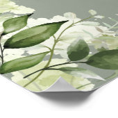 Sage Groen Bloemen Groen Bruiloft Welkomstbord Poster (Hoek)