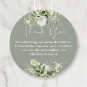 Sage Groen Bloemen Groen Dank u Bruiloft Bedankjes Labels (Achterkant)