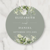 Sage Groen Bloemen Groen Dank u Bruiloft Bedankjes Labels (Voorkant)