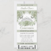 Sage Groen Bloemen Kroon Quinceañera VIP Ticket Kaart (Voorkant)