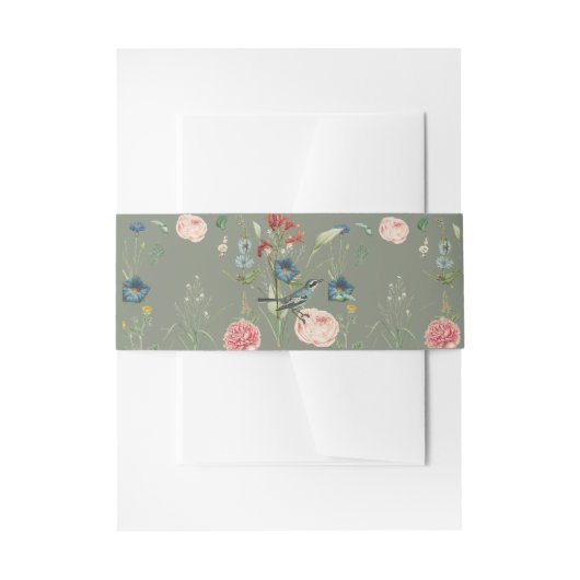 Sage Groen Bloemen Ontwerp Tuin Bruiloft Uitnodigingen Wikkel (Voorkant Voorbeeld)