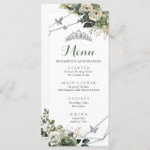 Sage Groen Bloemen Prinses Quinceañera 15e Menu (Voorkant / Achterkant)