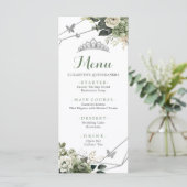 Sage Groen Bloemen Prinses Quinceañera 15e Menu (Staand voorkant)