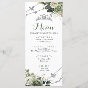 Sage Groen Bloemen Prinses Quinceañera 15e Menu
