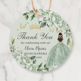 Sage Groen Bloemen Prinses Quinceañera Bedankjes Labels