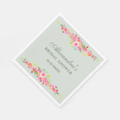 Sage Groen Bloemen Roze Pioen Vrijgezellenfeest Servet (Hoek)