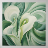 Sage Groen Bloemen Semi-Abstract Poster (Voorkant)