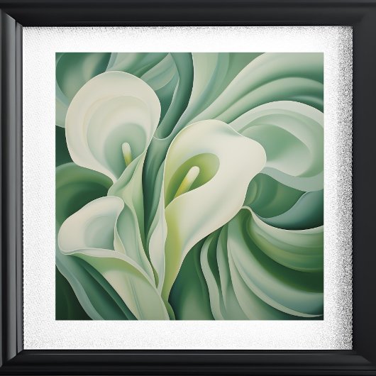 Sage Groen Bloemen Semi-Abstract Poster