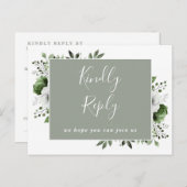 Sage Groen Bloemen Song Aanvraag RSVP Briefkaart (Voorkant / Achterkant)