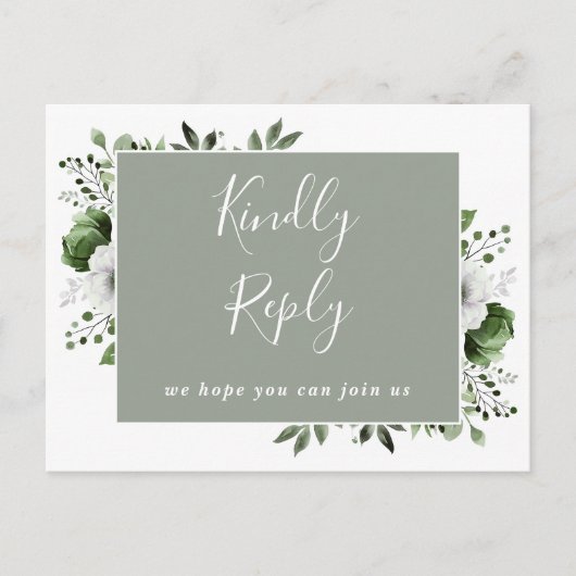 Sage Groen Bloemen Song Aanvraag RSVP Briefkaart (Voorkant)