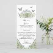 Sage Groen Bloemen Zilver Quinceanera Verjaardagsm Programmakaart (Staand voorkant)