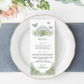 Sage Groen Bloemen Zilver Quinceanera Verjaardagsm Programmakaart