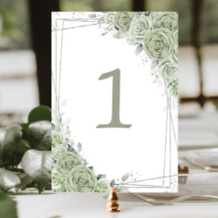 Sage Groen Bloemen Zilver Verjaardag Quinceañera Kaart