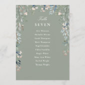 Sage Groen Bloemen Zitplattegrond Tafelnummer (Achterkant)