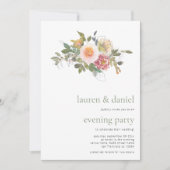 Sage Groen Bloemenboeket QR Huwelijksavond Feest Kaart (Voorkant)