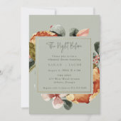 Sage Groen Bloemenbruiloft repetitie diner Kaart (Voorkant)