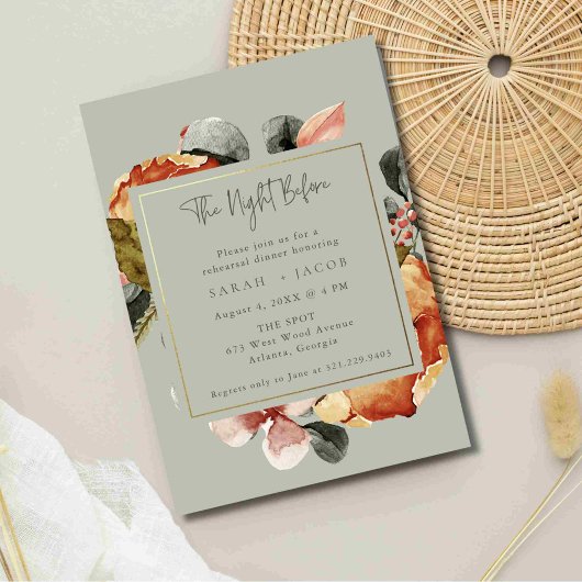 Sage Groen Bloemenbruiloft repetitie diner Kaart