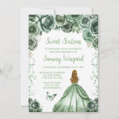 Sage Groen Blond Haar Prinses Sweet Sixteen Kaart (Voorkant)
