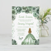 Sage Groen Blond Haar Prinses Sweet Sixteen Kaart (Staand voorkant)