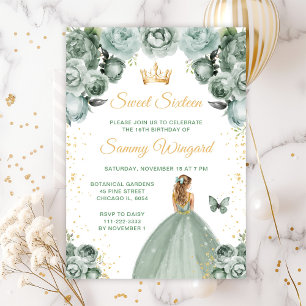 Sage Groen Blond Haar Prinses Sweet Sixteen Kaart
