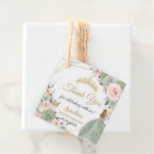 Sage Groen Blush Bloemen Blond Meisje Quinceañera Bedankjes Labels (In situ)