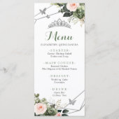 Sage Groen Blush Bloemen Meisje XV Años Verjaardag Menu (Voorkant)