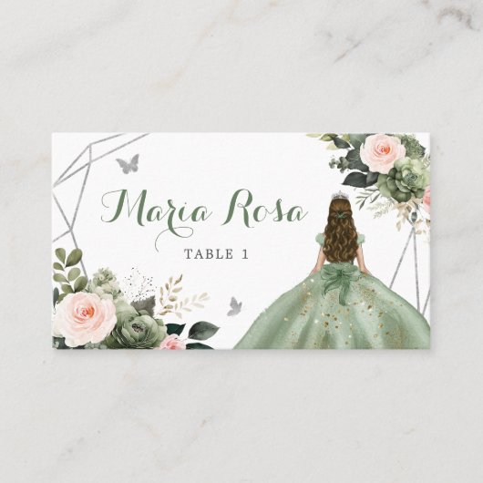 Sage Groen Blush Meisje Lief 16e Verjaardag Plaatskaartje (Voorkant)