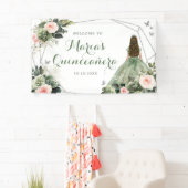 Sage Groen Blush Roze Meisje Lief Zestien Verjaard Spandoek (Insitu)