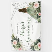 Sage Groen Blush Roze Meisje Lief Zestien Verjaard Spandoek (Verticaal)