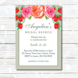 Sage Groen Blush Roze Perzik Pioen Bridal Brunch Kaart